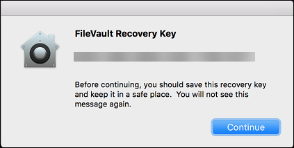 FileVault user screen