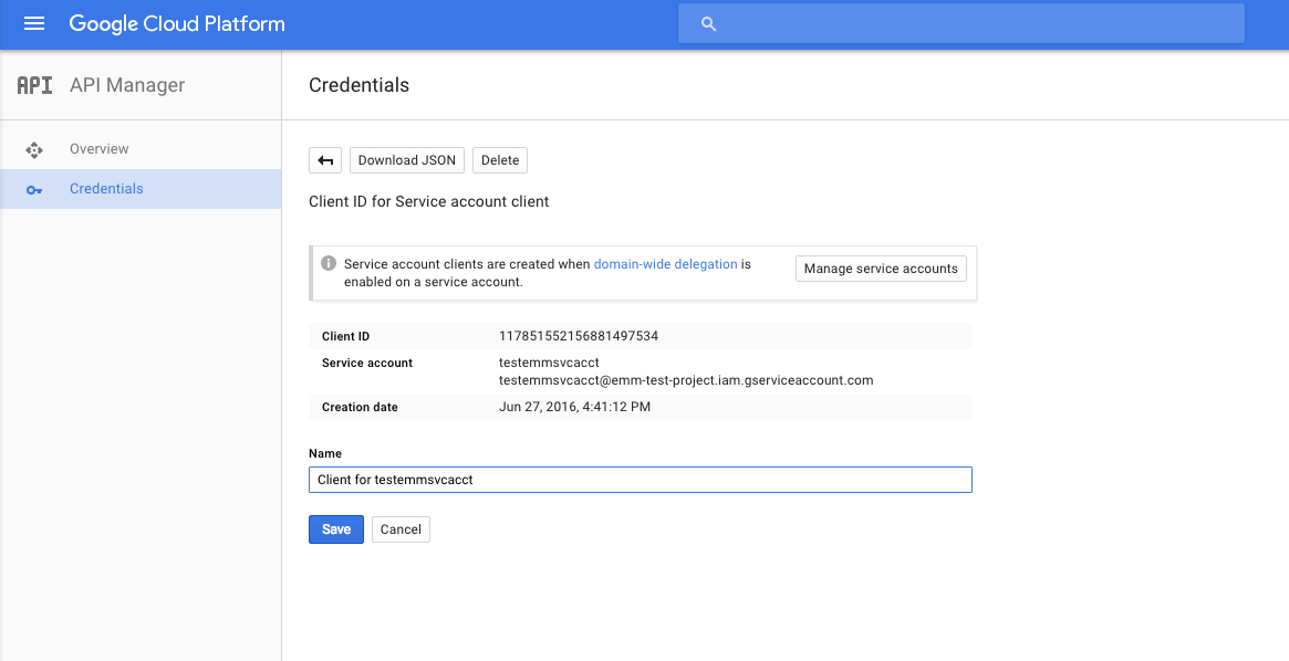 The account authorization details