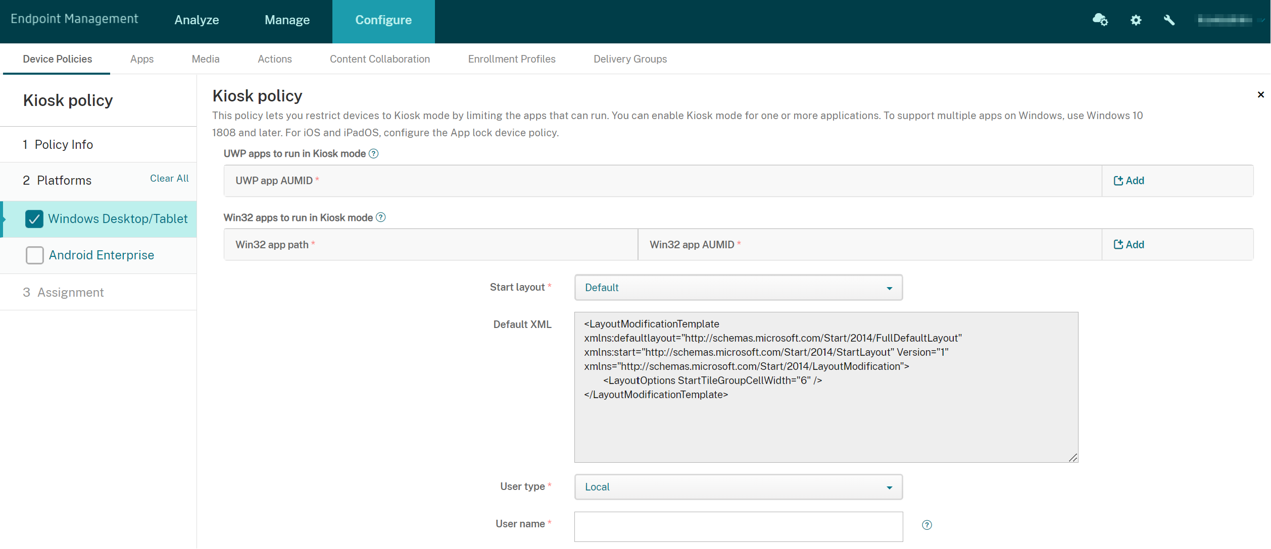 Configure multiple apps