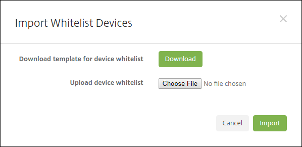 Import allowed devices screen