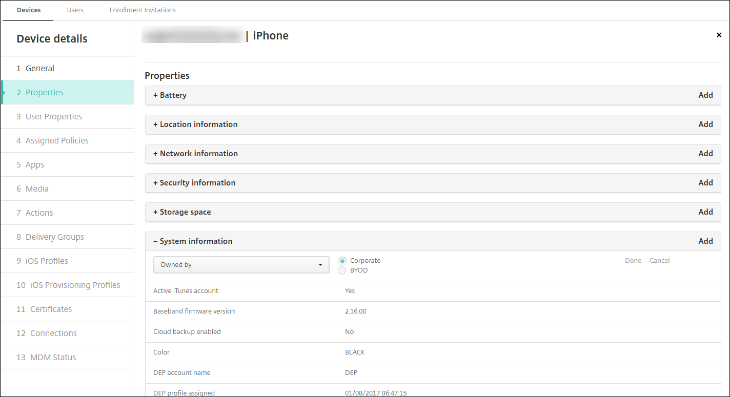 Owned by property settings