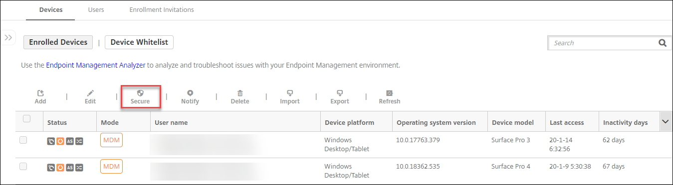 The options menu