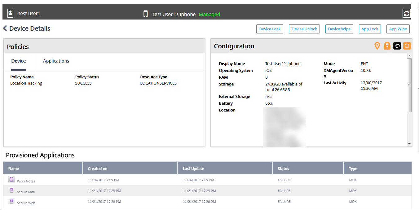 Citrix Cloud Monitor screen