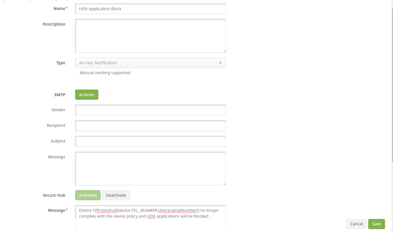 SmartAccess configuration