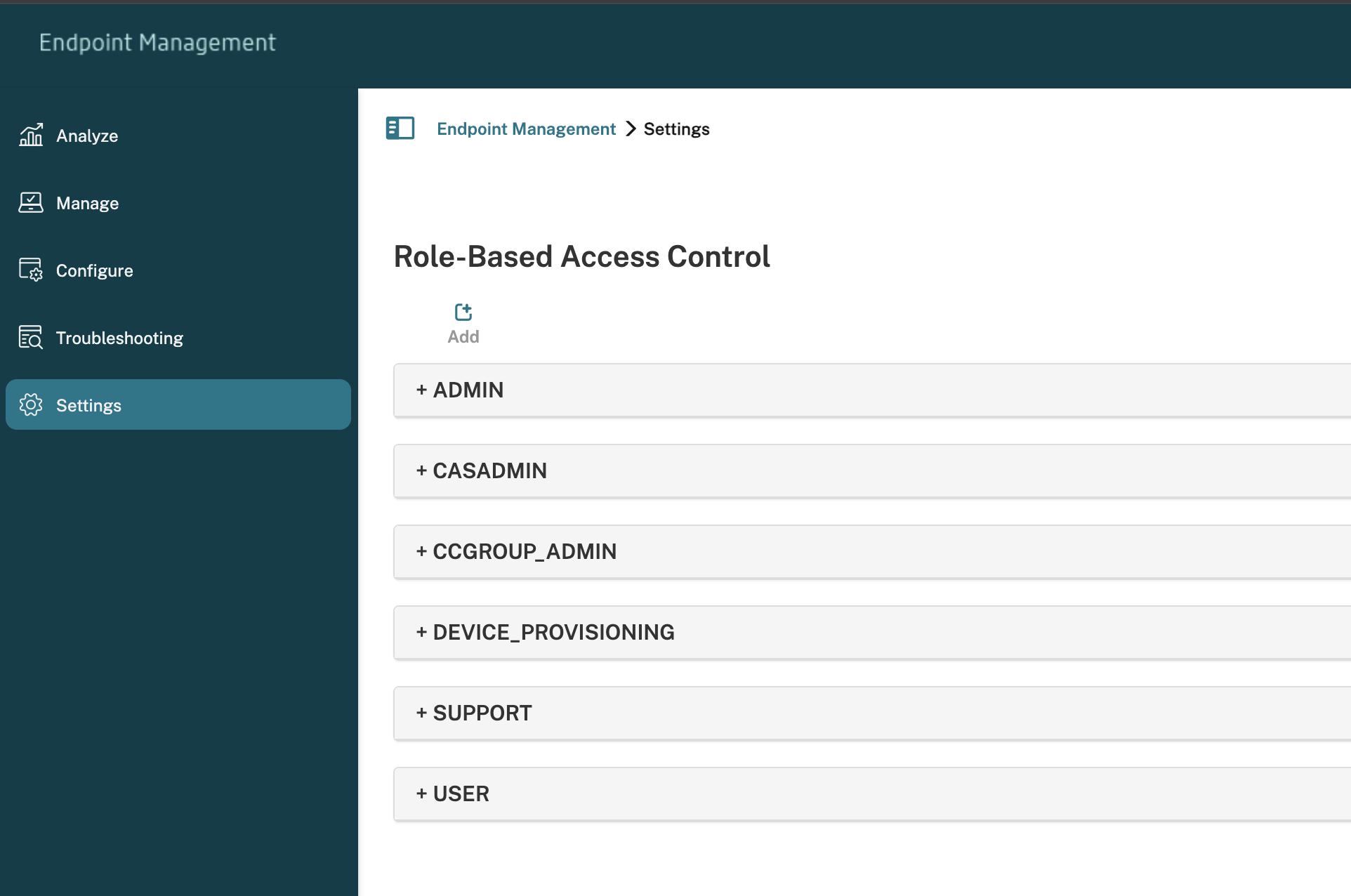 Citrix Endpoint Management RBAC configuration