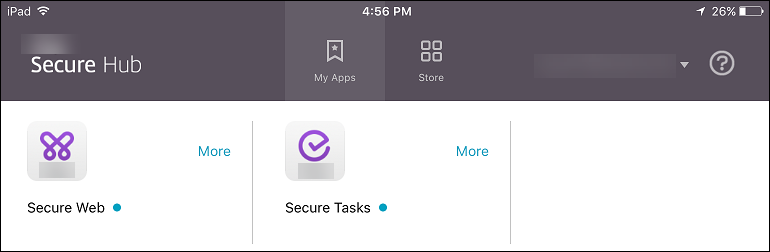 Citrix Secure Hub screen
