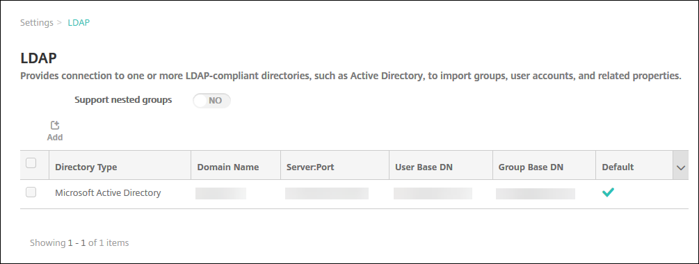 LDAP configuration screen