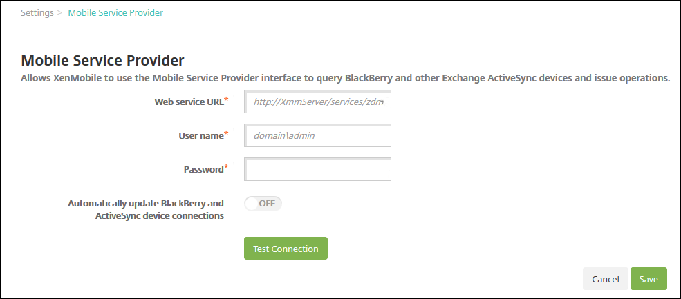 Mobile Service Provider page
