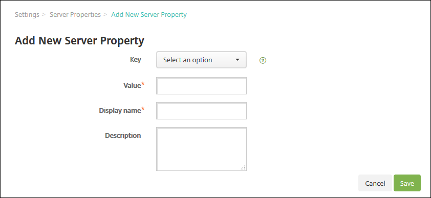 Server properties