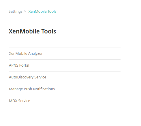 Citrix Endpoint Management Tools screen