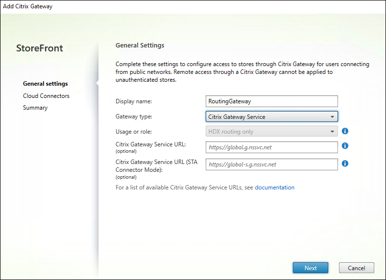 Configure a routing gateway