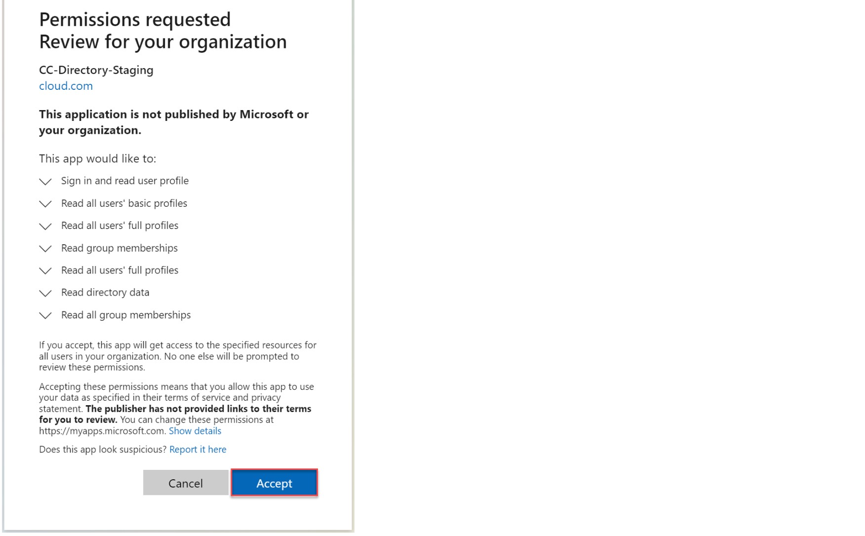 Accept permissions