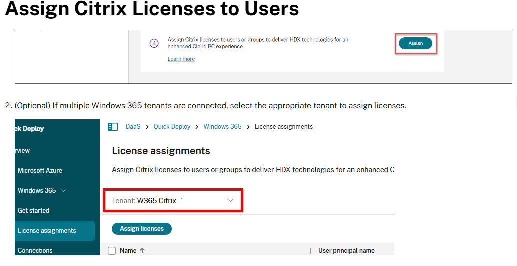 Select W365 Tenant