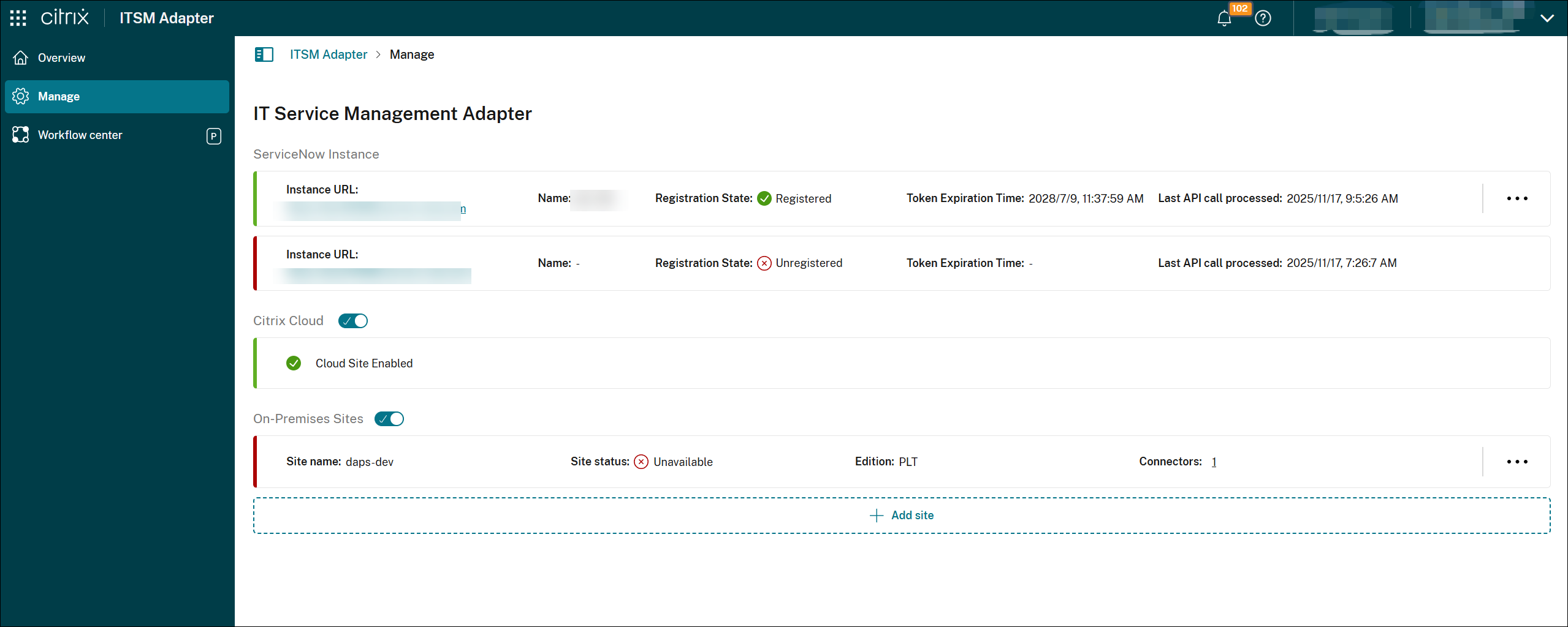 A ServiceNow Instance added