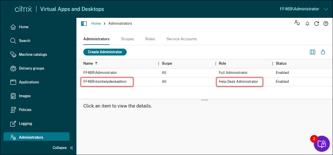 Assign role to the user