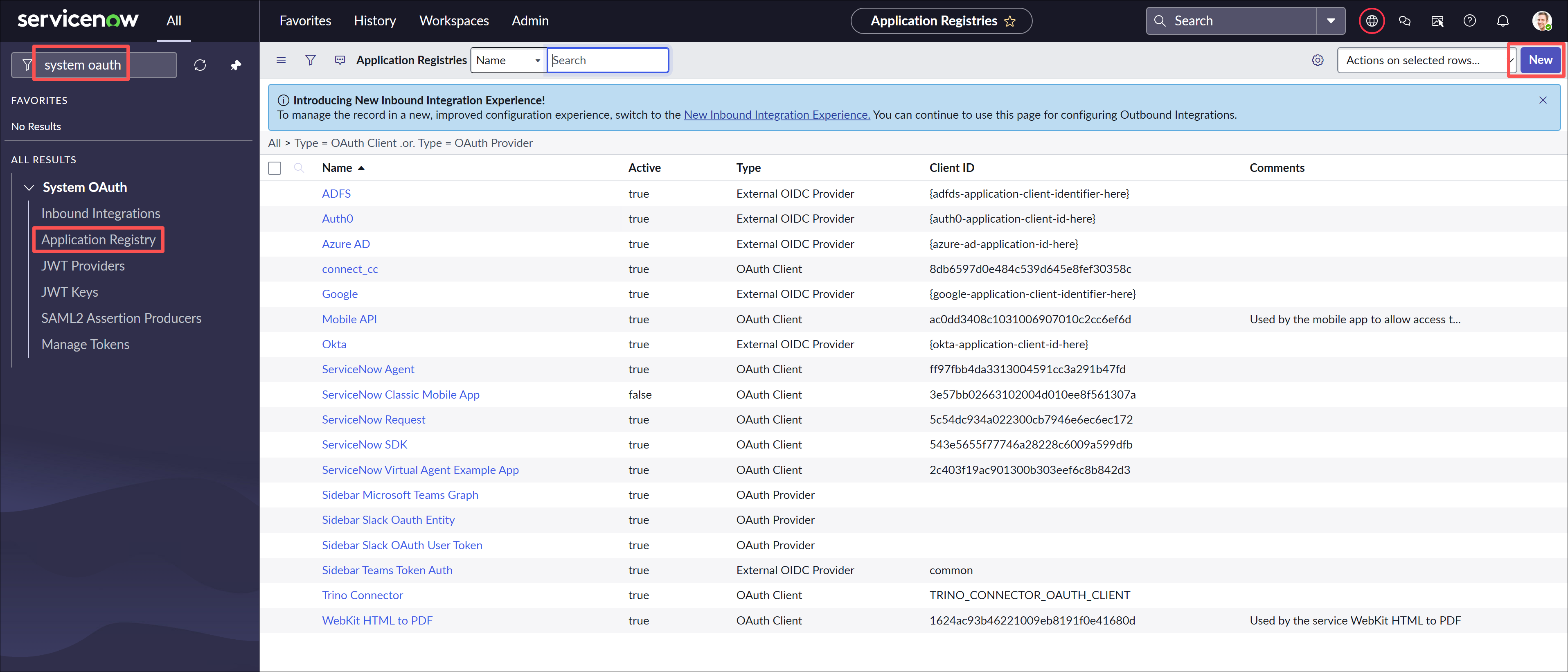 Create an OAuth endpoint in ServiceNow