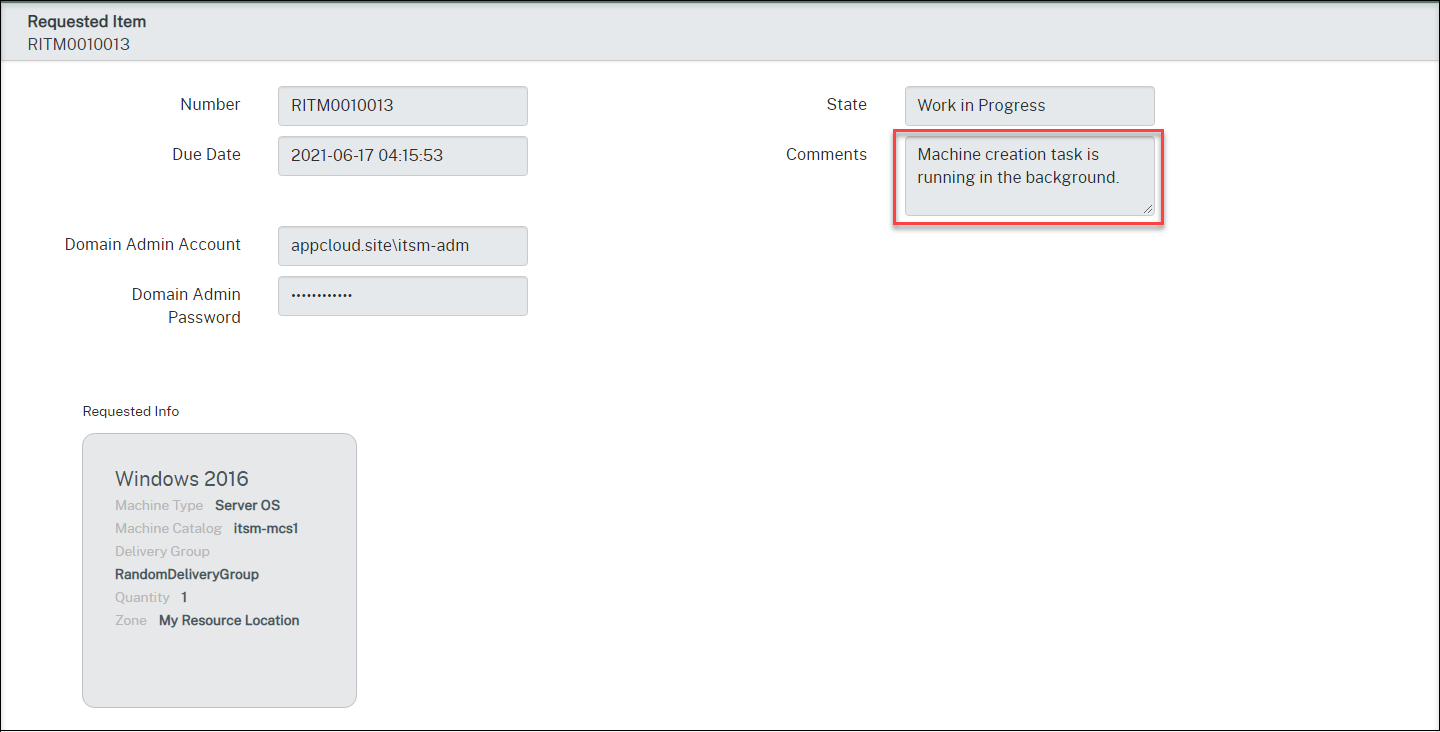 MCS machine creation task running in the background
