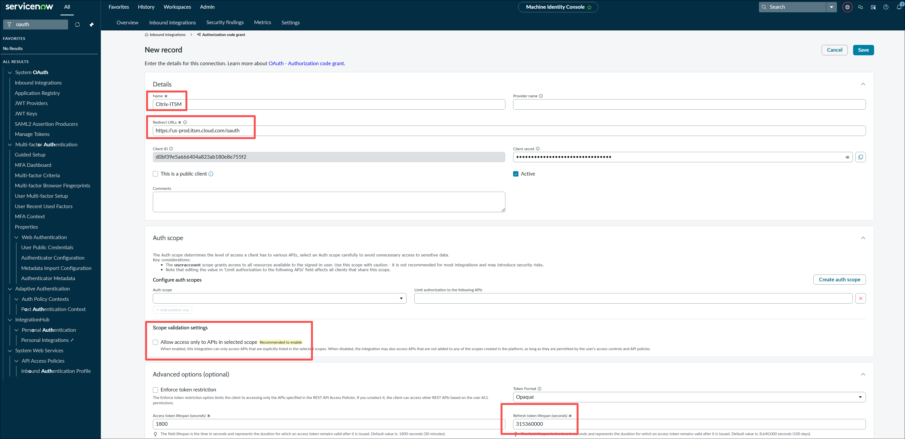 OAuth endpoint details