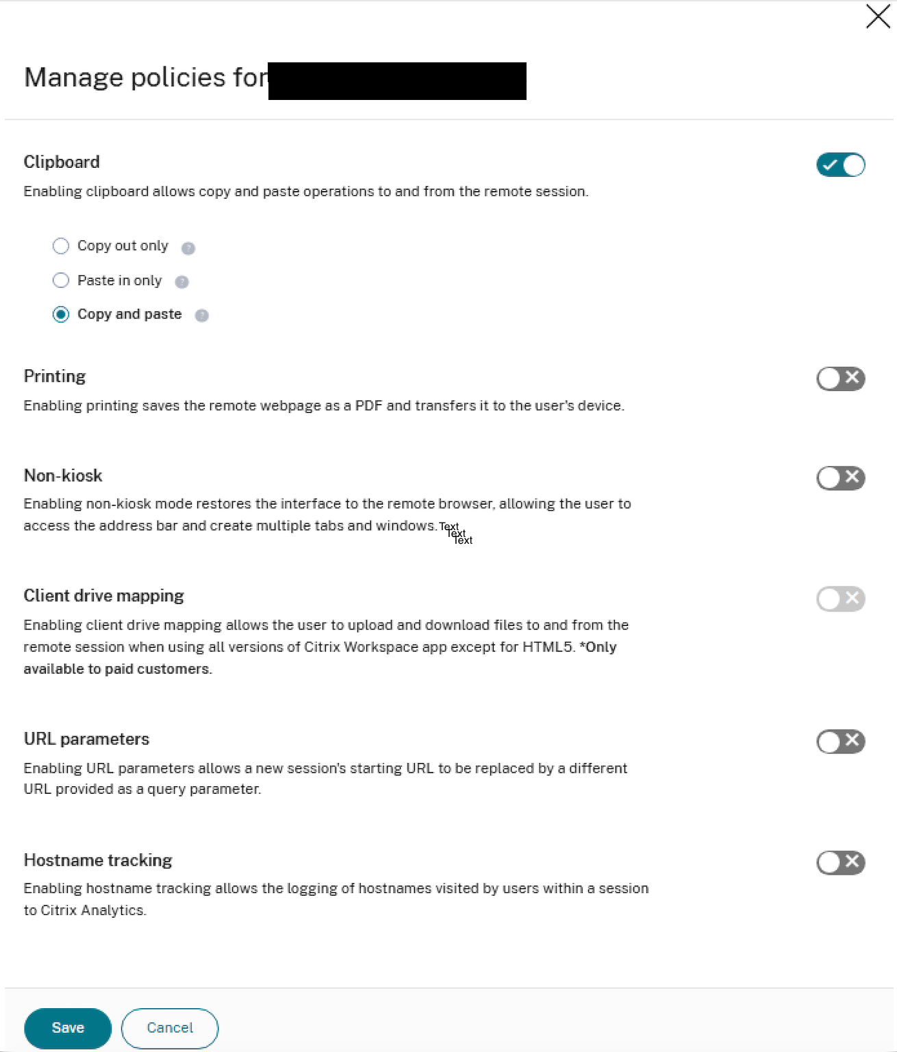 Policies console