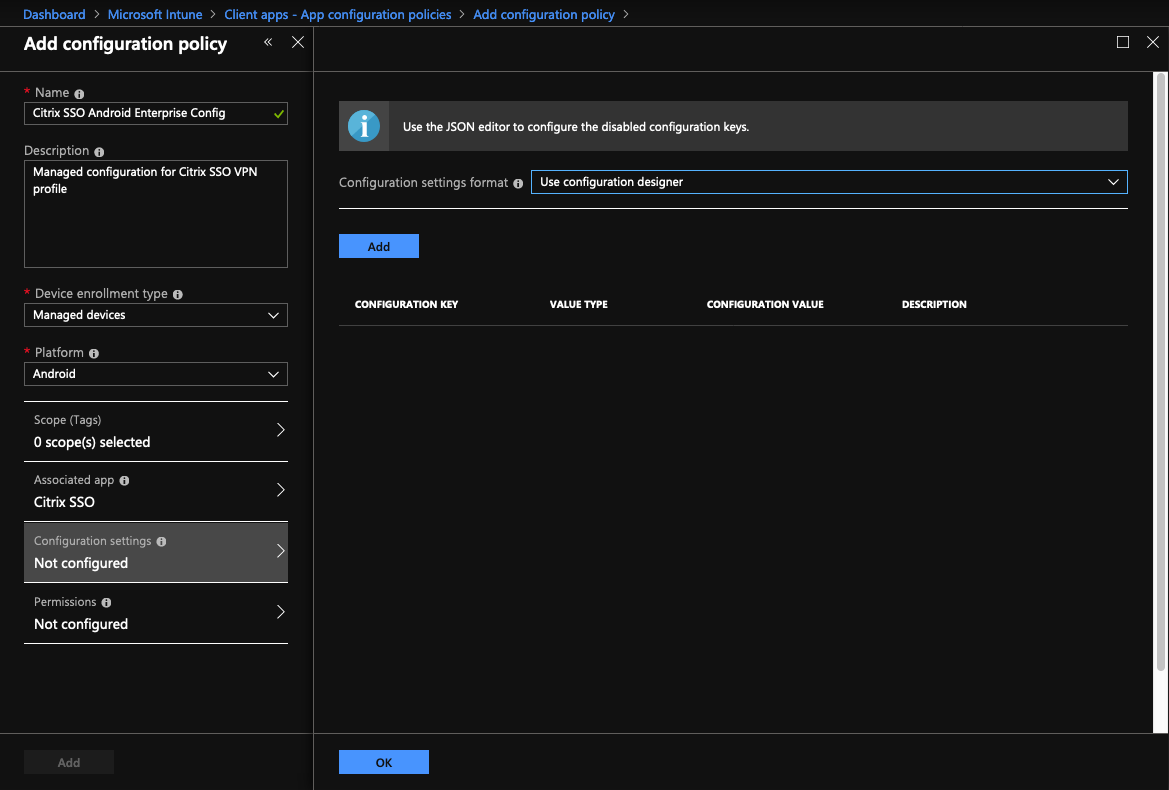 Set Citrix Secure Access for Intune