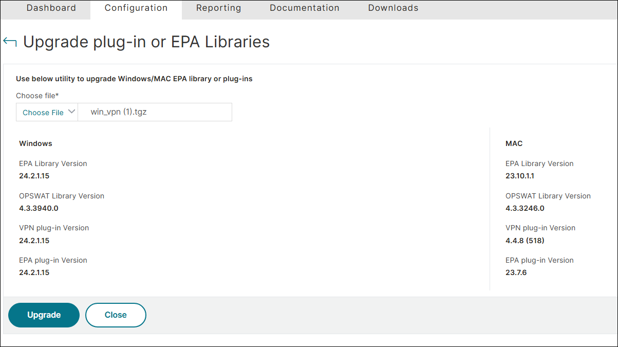 Choose file upgrade