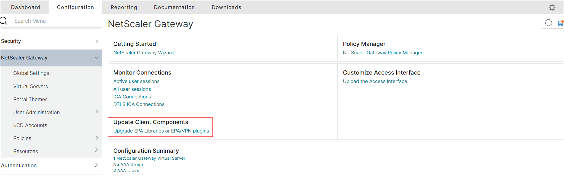 Update client component