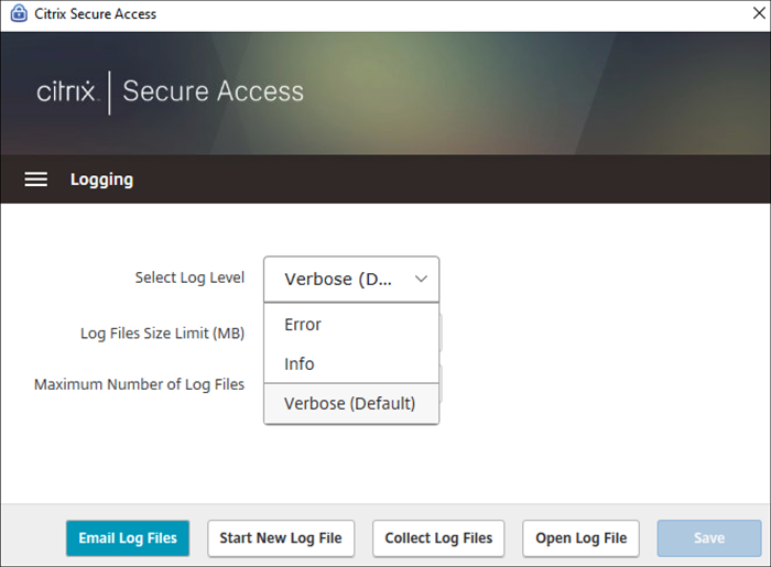 Logging screen