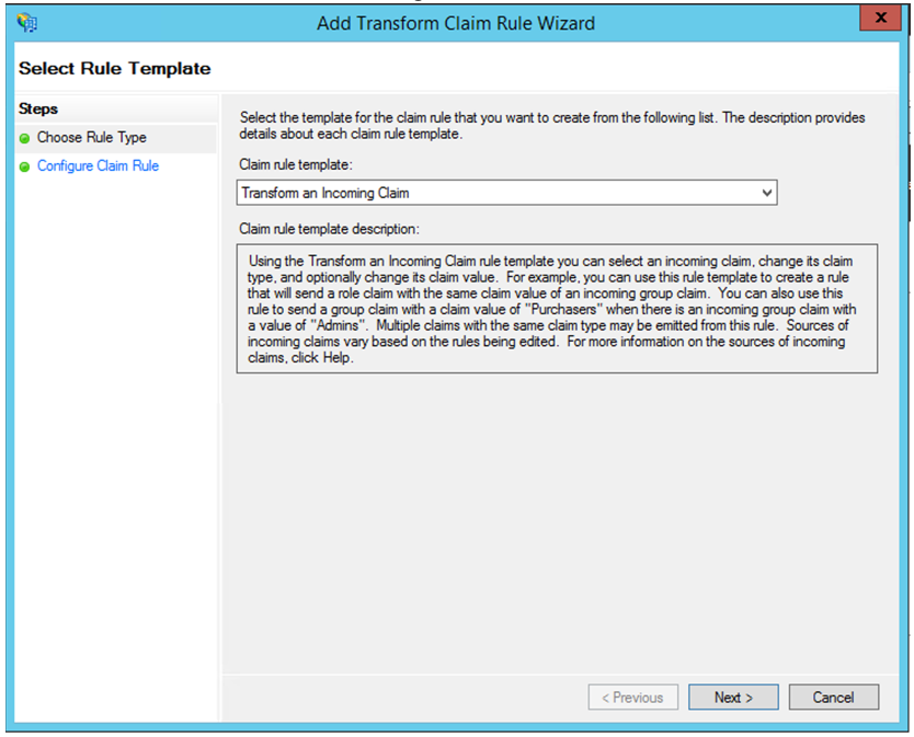 Add a claim rule