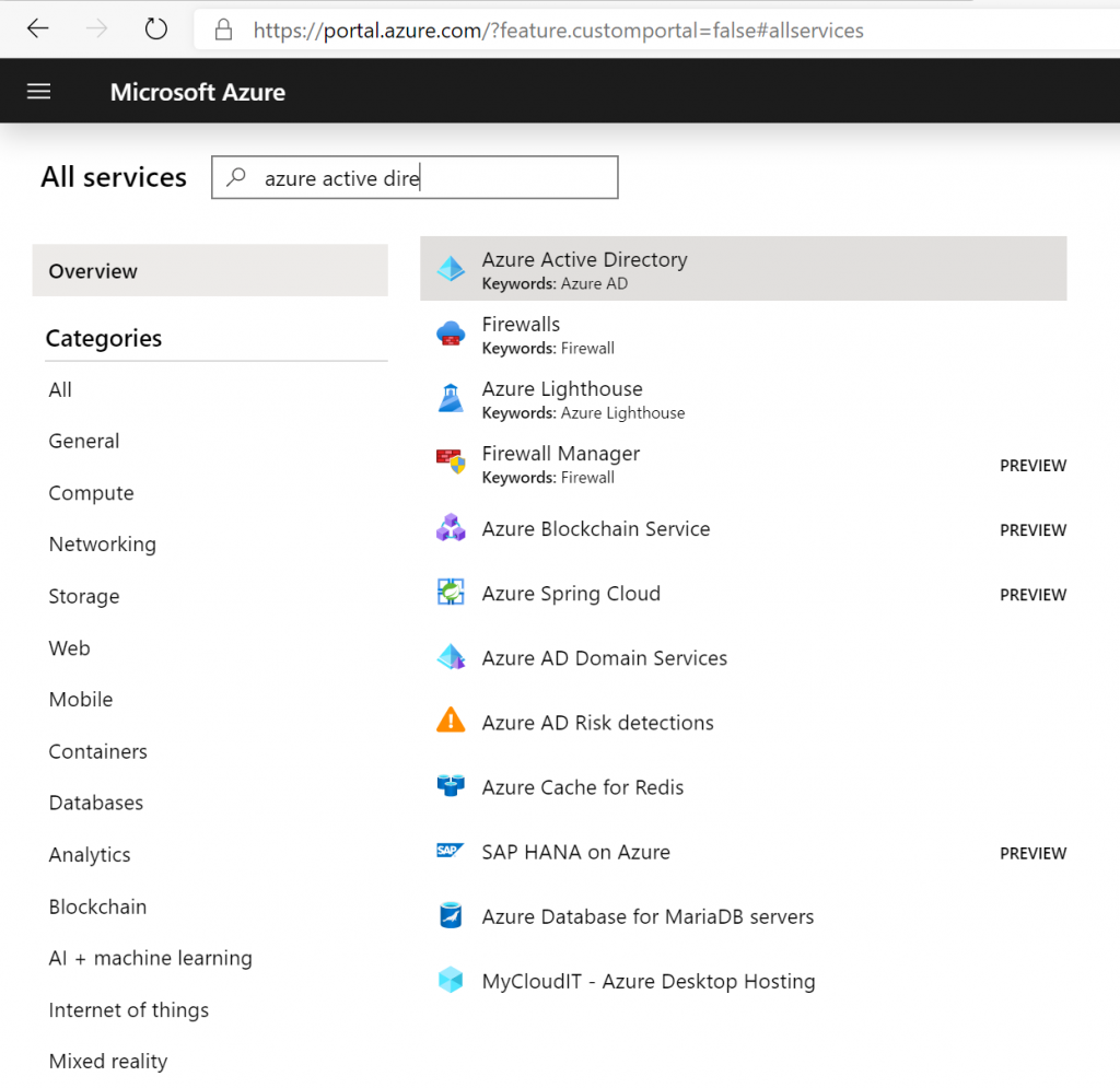 Select all services