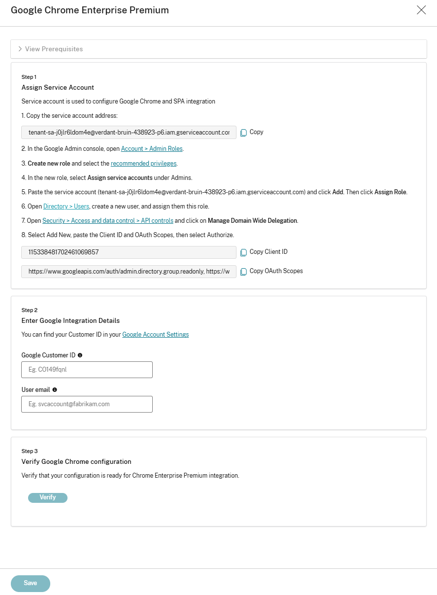Setup integration