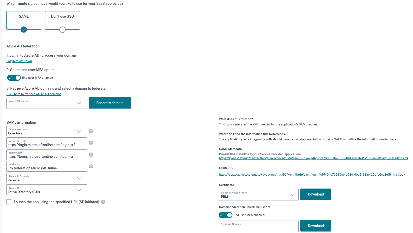 Domain federation in user interface