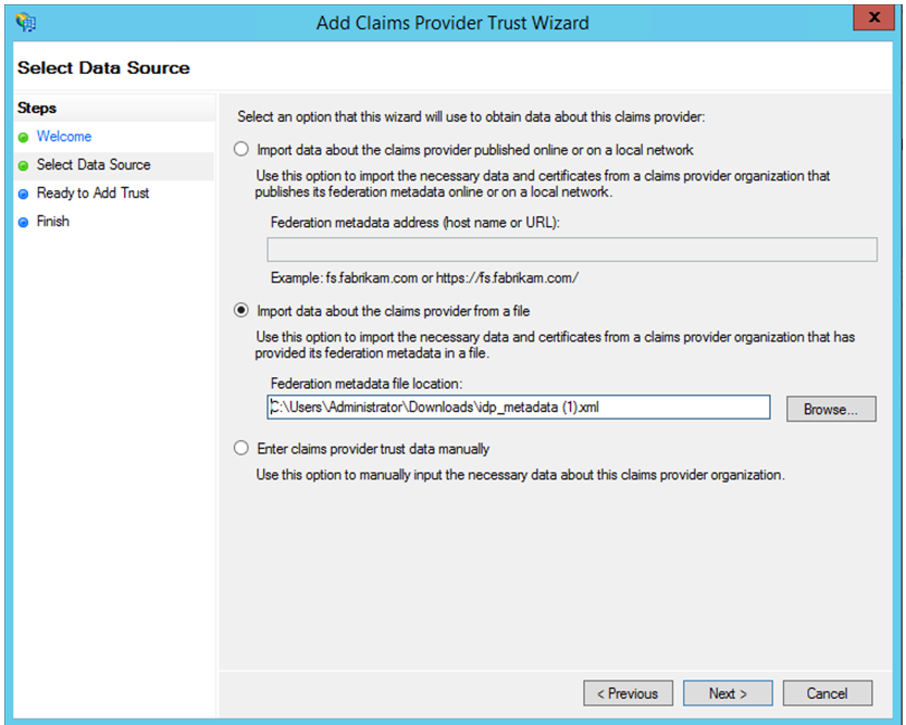 Download SAML metadata