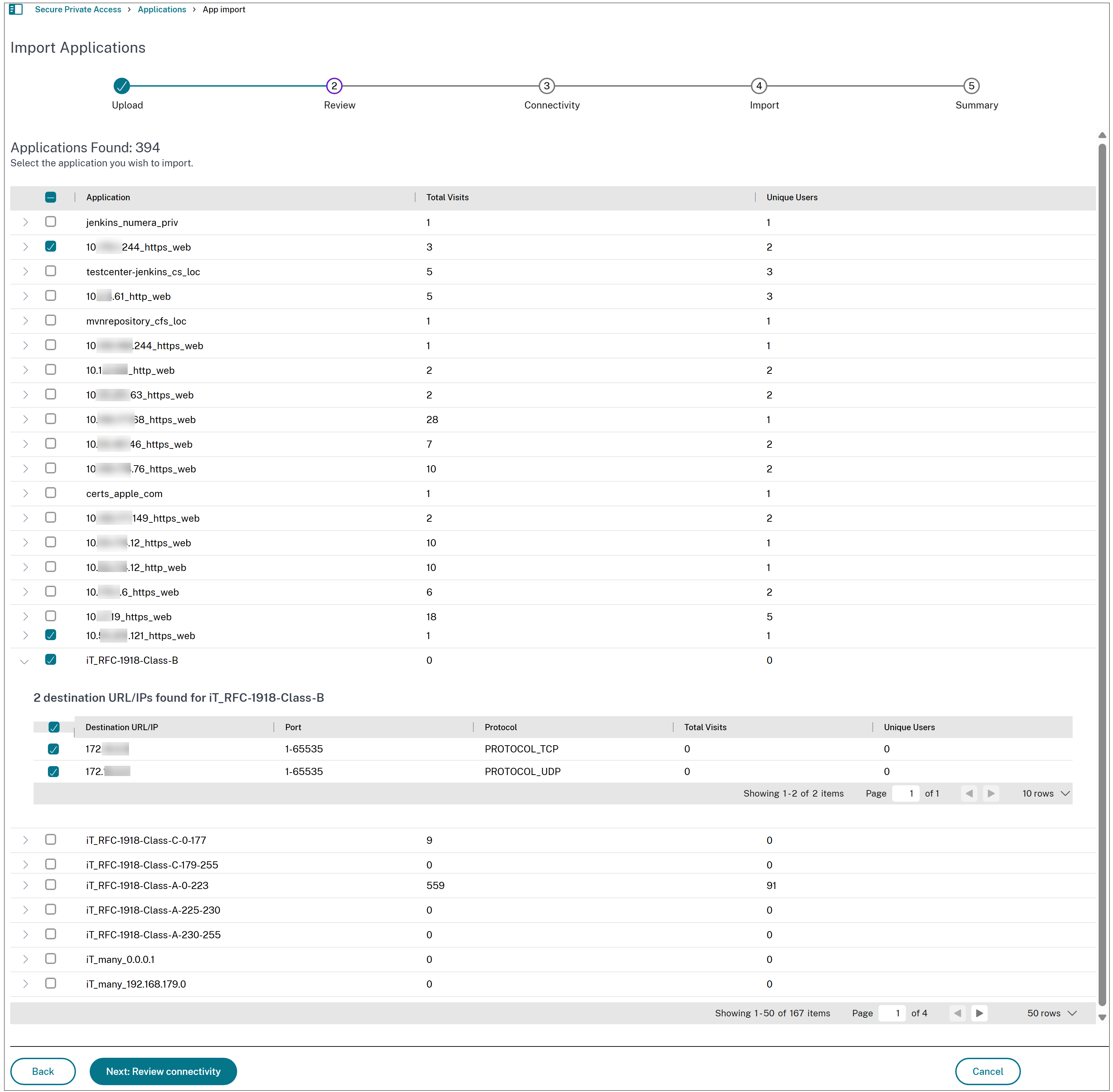 Select applications