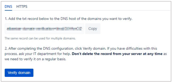 Verify domain