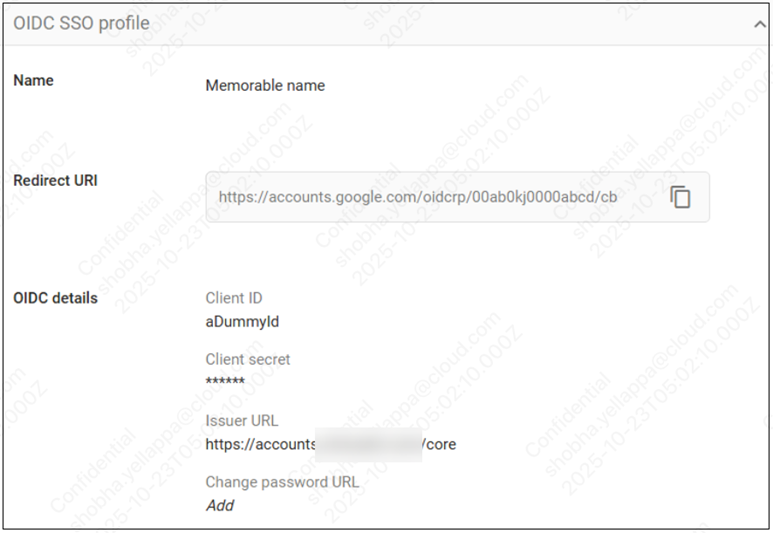 OIDC redirect URI