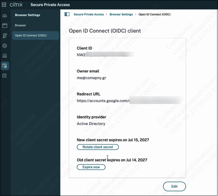 Update OIDC client