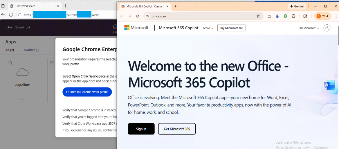 Existing Chrome profile