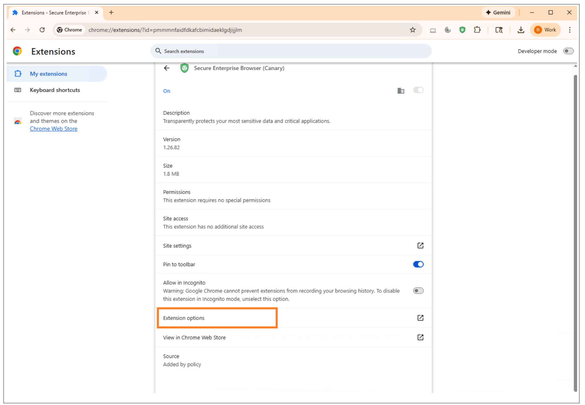 Extension options