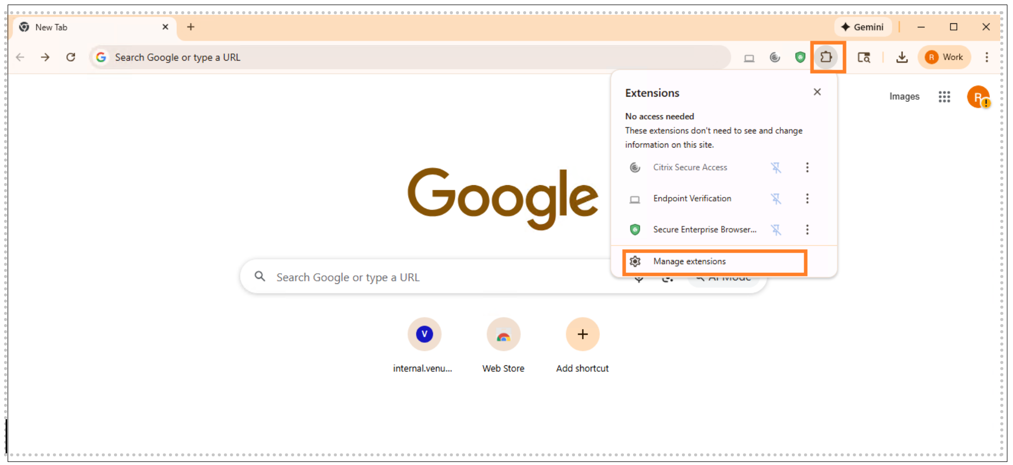 Manage extensions