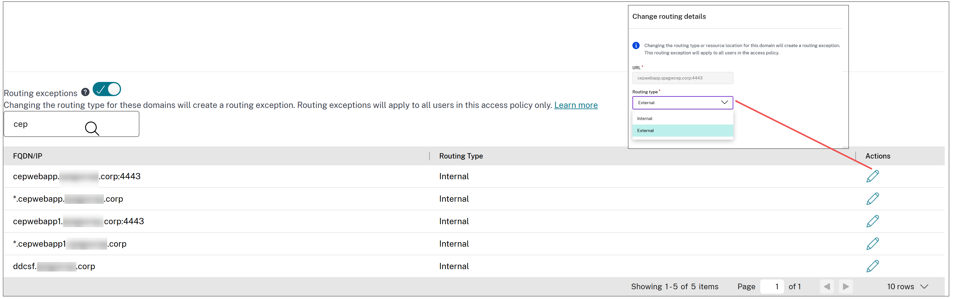 Routing exception