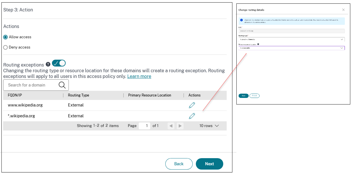 Create rule action