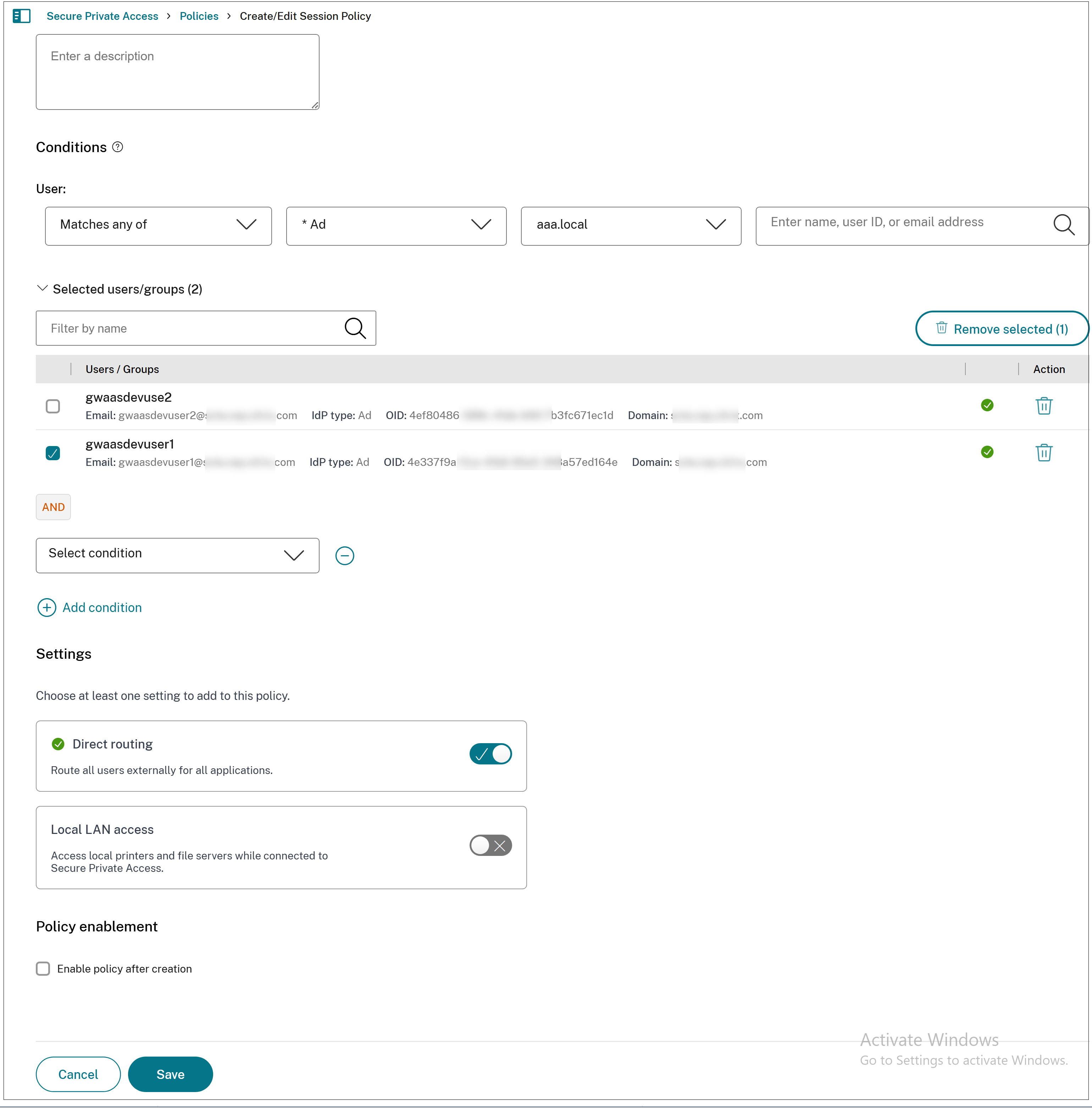 Local LAN access in SPA console