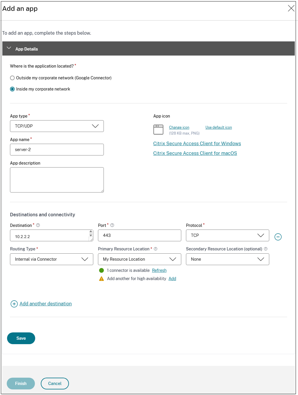 TCP app details
