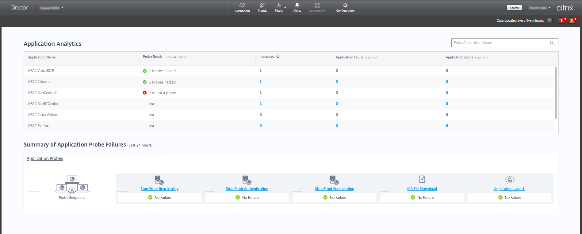 Applications page