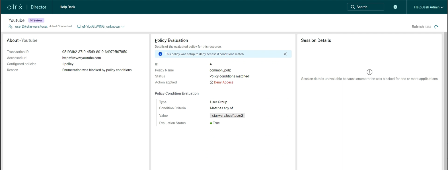 Director SPA failed access details