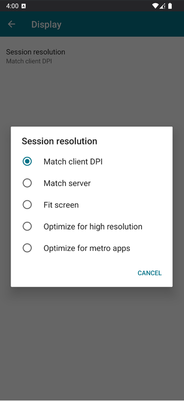 Match client DPI