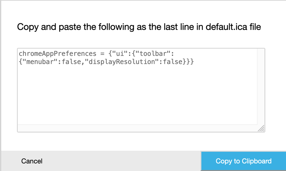 Default ICA dialog box