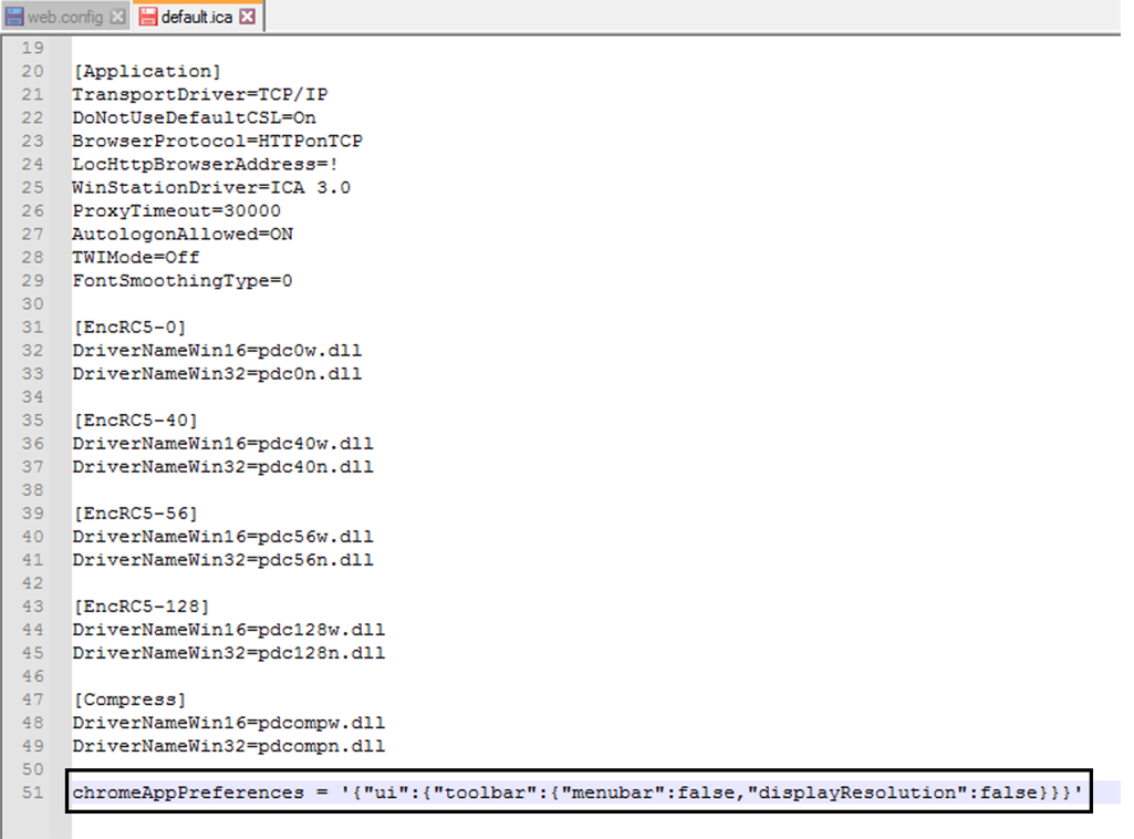 Default ICA file