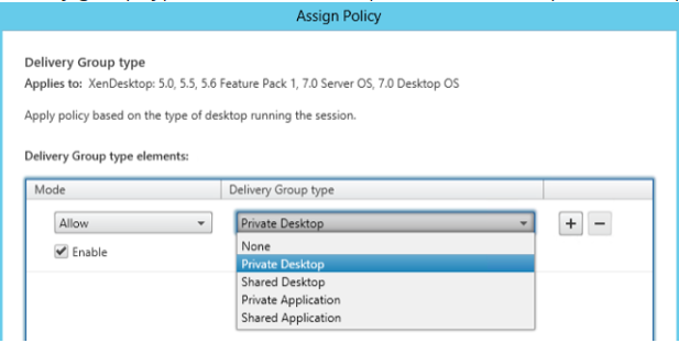 Assign Policy Delivery Group type