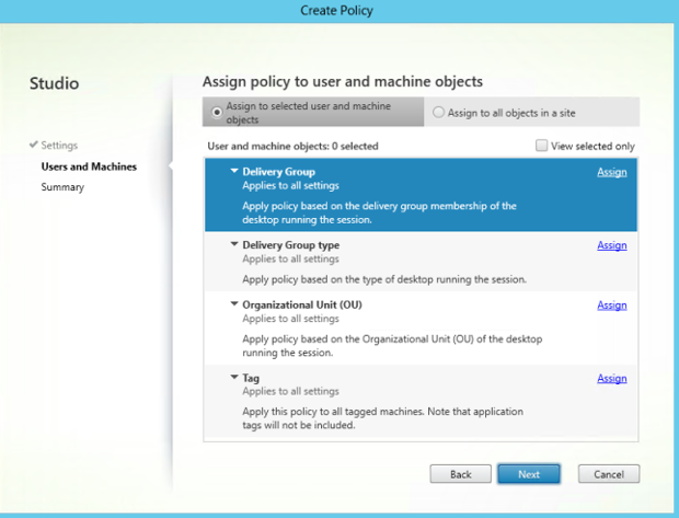 Create Policy Assign